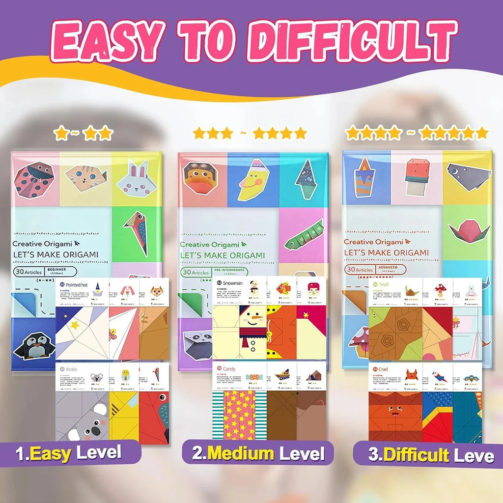 Origami Kit 30/96 Sheets Origami Paper Craft Guiding Book DIY Art Craft Projects Supplies for Beginners Children Kids Boys Girls Econic Blanks