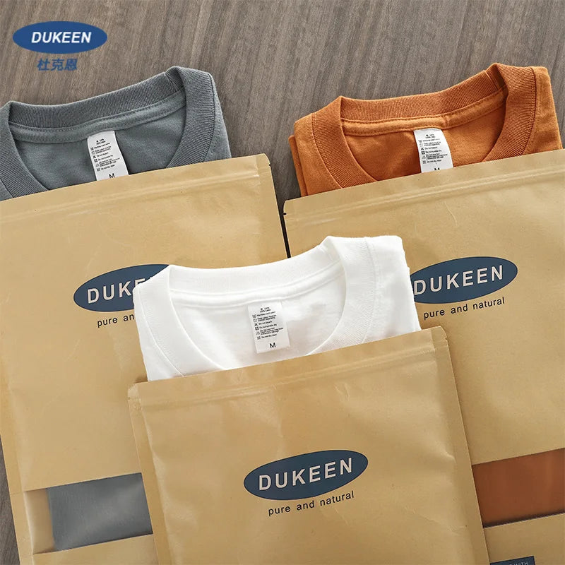 Dukeen 280gsm Oversized Heavy T-Shirt for Men Summer Short Sleeve Tee Cotton Solid Color Top Casual T Shirts One Piece Quick Pick Grocers