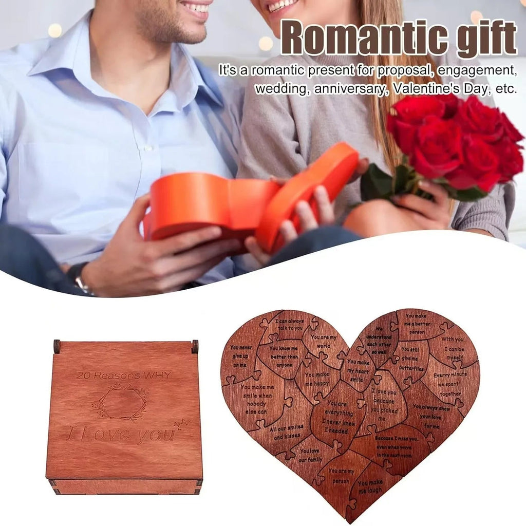 20 Reasons Why I Love You Puzzle Engraved Love Gift Home Decor Sentimental Gifts Personalized Mother's Day Valentine Day Gift Quick Pick Grocers
