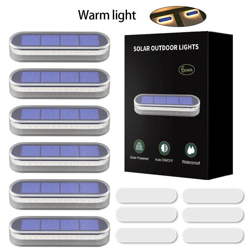 Quality Solar Step Lights Waterproof IP68 Warm White LED Path Lights Solar Powered Light Bar for Stairs Driveway Walkway Dock Quick Pick Grocers