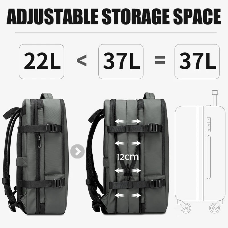 BANGE Aesthetic Men Business Backpack School Expandable USB Bag, Large Capacity 17.3 Laptop Waterproof Fashion Travel Backpack Econic Blanks