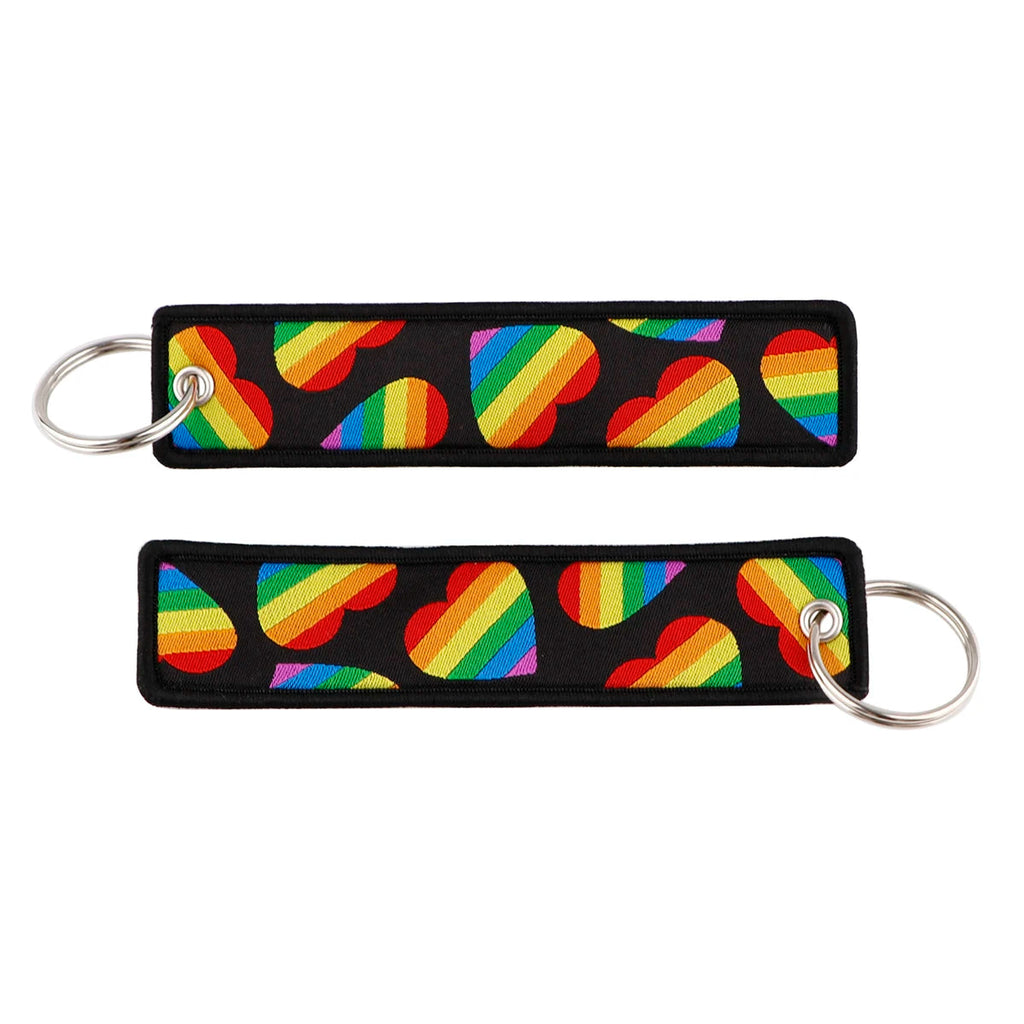 1pcs Rainbow Gay Embroidered Keys Tag Keychains For Motorcycles Cars Backpack Fashion Key Ring Accessories Chaveiro Gifts Quick Pick Grocers