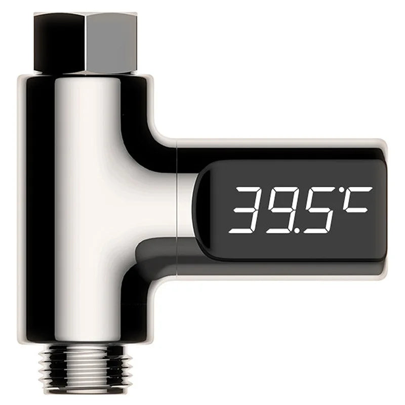 LED Display Household Water Shower Thermometer 5-85℃ Flow Self-powered Water Thermometer Monitoring Baby Care Energy Smart Meter Purest Peak