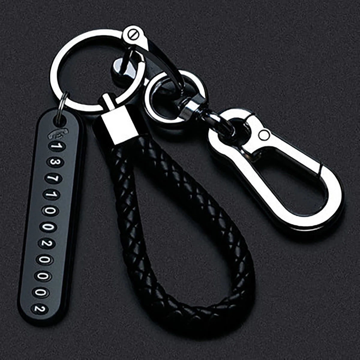 Trendy DIY Mobile Phone Number Plate Pendant Keychain for Men Punk Simple Woven Leather Rope Anti-lost Car Key Chain Accessories Econic Blanks