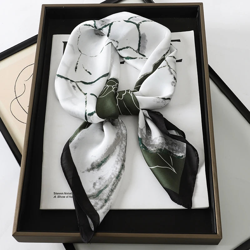60Colors Luxury Scarf Women 70*70Cm Silk Feel Square Hair Wrapping Foulard Satin Shawl Big Size Head Bandana Hijab Handkerchief Quick Pick Grocers