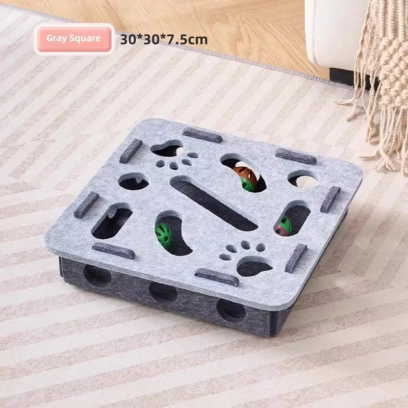 Cat Puzzle Toy Felt Puzzle Box Cat Exercise Toy With Ball Indoor Sports Entertainment Hunting Cat Toys For Indoor Cats Quick Pick Grocers