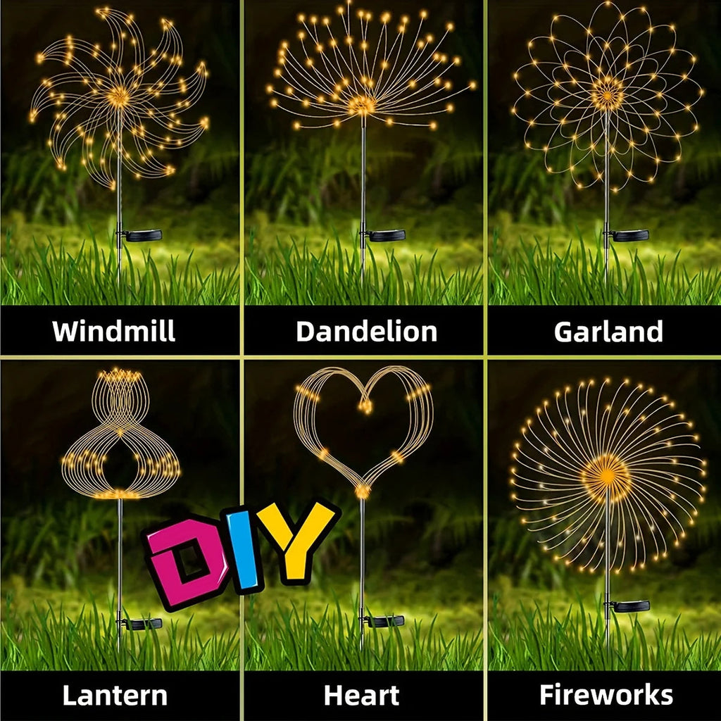 1 Pack Solar Firework Light Outdoor,IP65 Waterproof Solar Garden Flower Lights With 8 Lighting Modes For Outdoor Lighting Econic Blanks