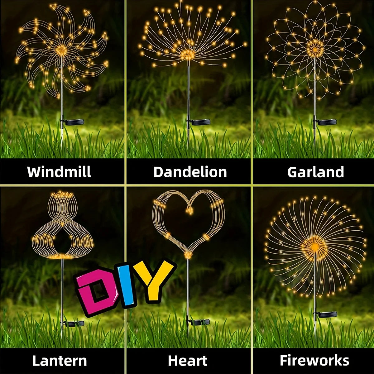 1 Pack Solar Firework Light Outdoor,IP65 Waterproof Solar Garden Flower Lights With 8 Lighting Modes For Outdoor Lighting Econic Blanks