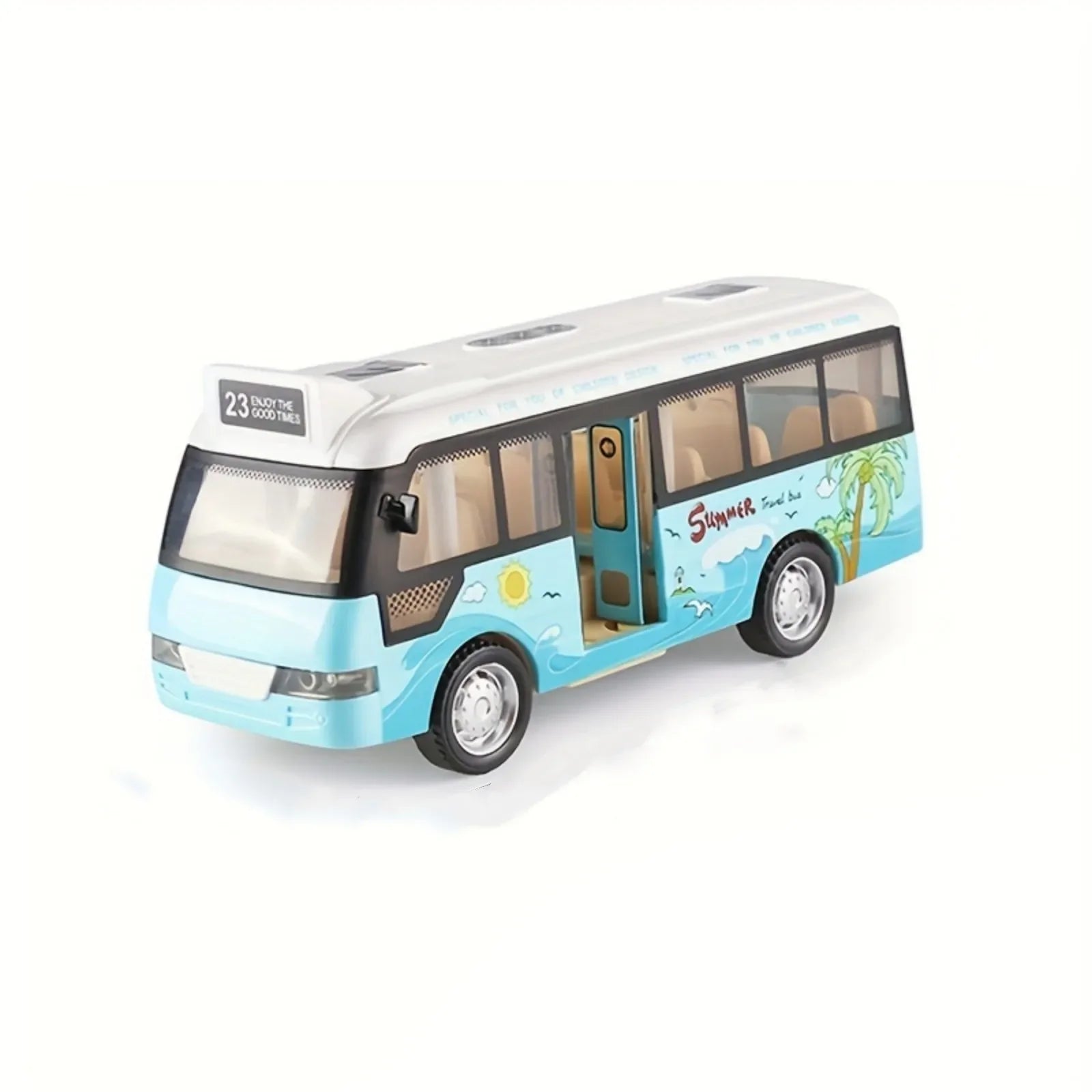 City Bus Toys Cars Die-Cast Plastic Airport Cars For Boys Girls, Pull Back Play Vehicle With Sound, Light Up & Open-able Doors Quick Pick Grocers