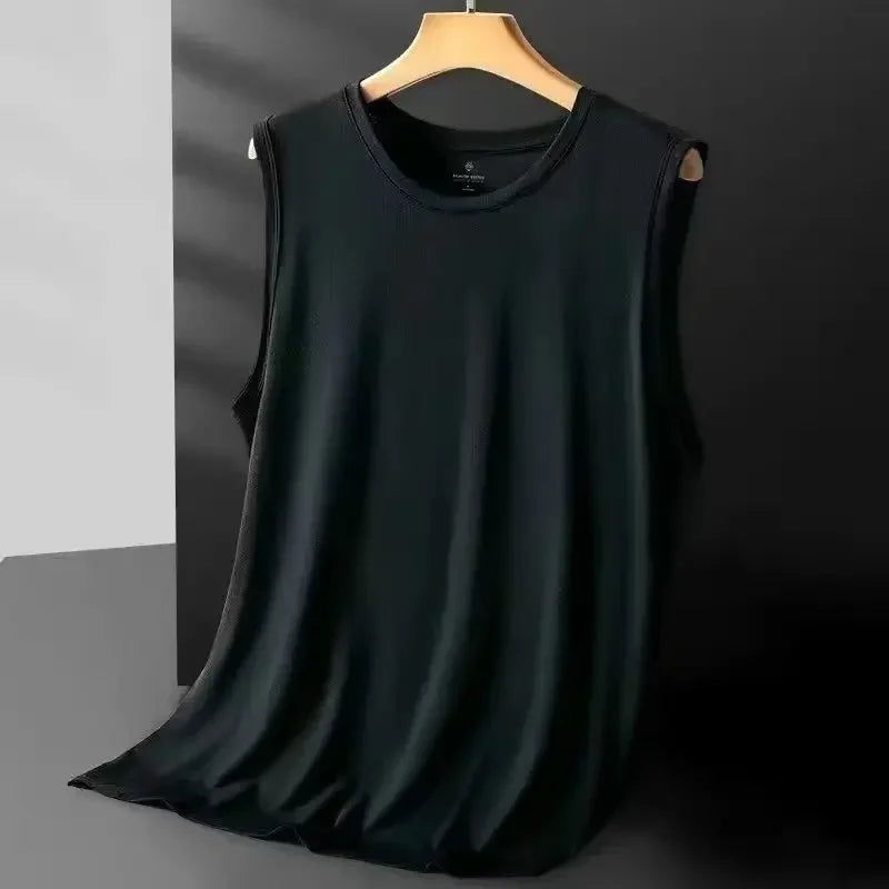 Men's Ice Silk Mesh Vest Lightweight Sports Summer Wear Sleeveless T-shirt Tank Top Casual Fashion Outerwear Quick Pick Grocers
