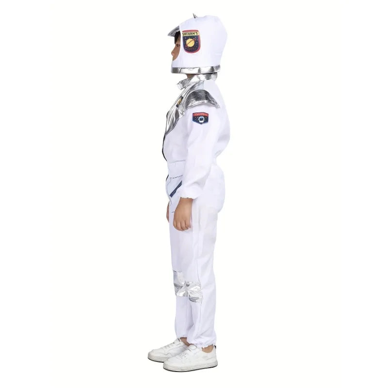 Boy's Cartoon Astronaut Cosplay Costume, Halloween Dress Up One-piece Jumpsuit & Hat, Kid's Dress Up Outfit For Carnival Party Quick Pick Grocers