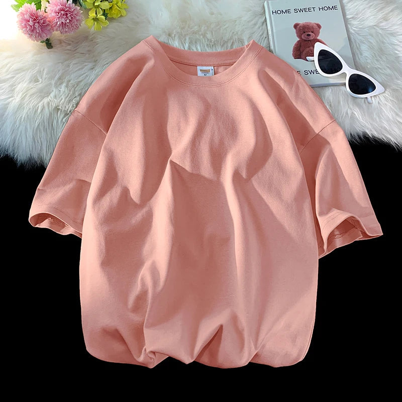 Oversized Summer Short Sleeve Men's T Shirt New Fashion Solid Loose O-Neck T Shirts Mens Cotton Hip Hop Streetwear Top Tees 5XL Quick Pick Grocers