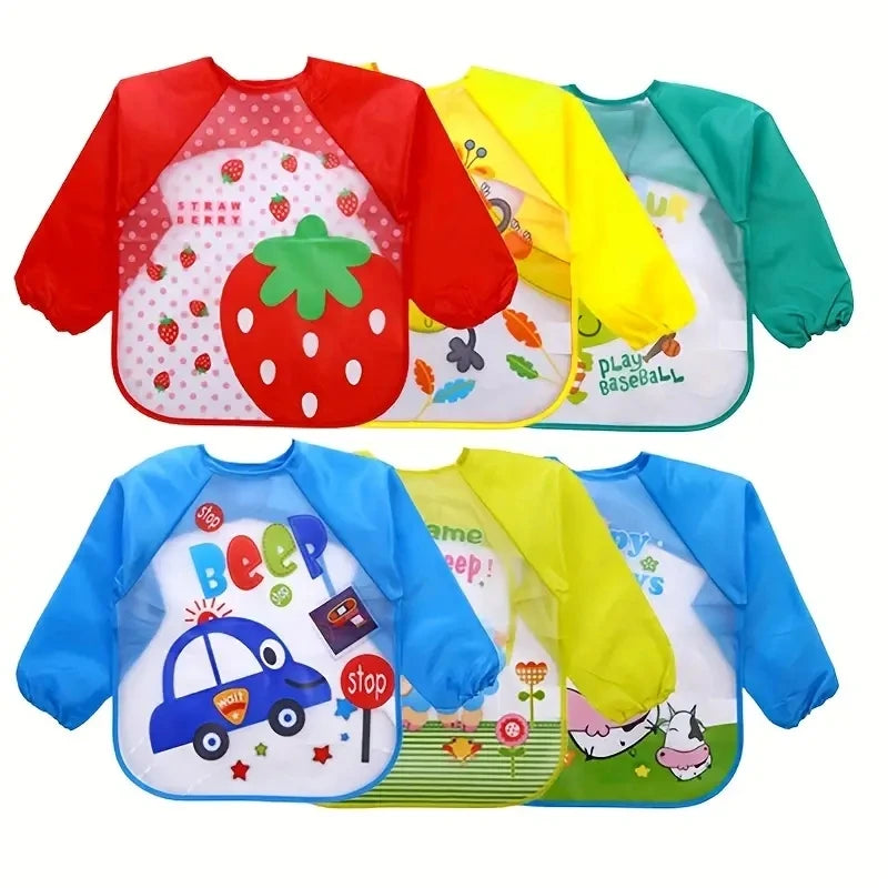 Waterproof EVA Full Sleeve Baby Bibs Children Apron Long Sleeve Feeding Smock Kids Eating Breastplate Infant Scarf Clothing Quick Pick Grocers