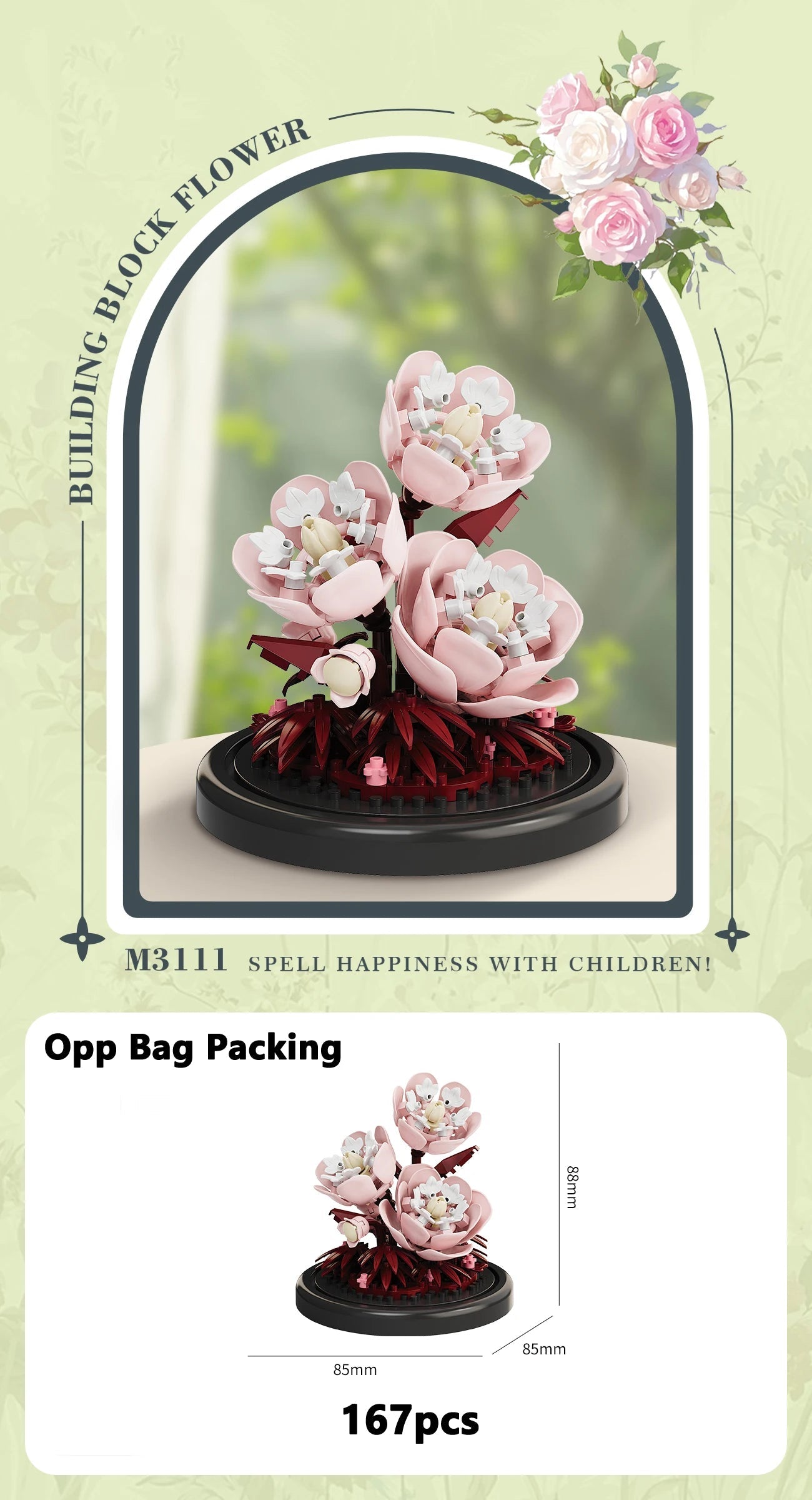 Eternal Flower Bouquet Bonsai Potted Plant Micro Building Blocks Model Home Decoration Puzzle Toys Kids Birthday Christmas Gifts Purest Peak Salt