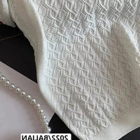 Ice Silk Polo Shirt Knitted Short Sleeve T-Shirt Summer Chic Thin Unique Jacquard Women Tops 2026 Korean Style Women’s Clothing Quick Pick Grocers