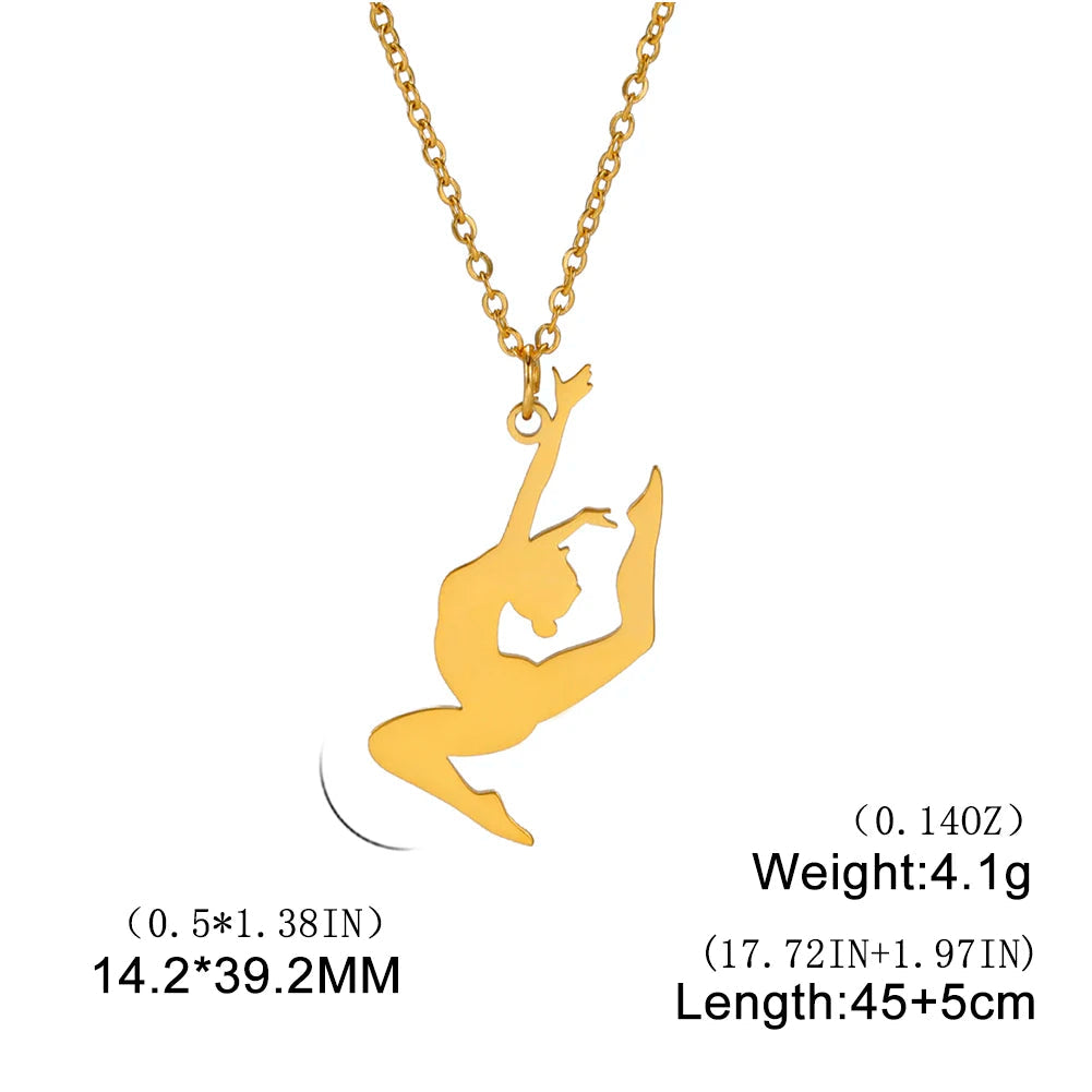 Rhythmic Gymnastics Necklace Women Trend 2025 Gymnast Stainless Steel Jewelry BFF Dancer Girl Sport Accessories Mother Day Gift Quick Pick Grocers