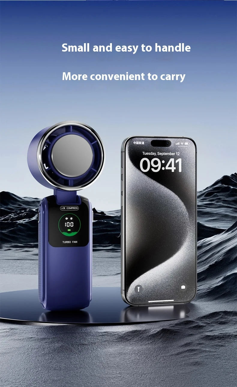 Portable Cooling Fan, 5-Speed Strong Wind Foldable Neck Hanging Fan, 9H Long Battery 4000mAh Mini Air Cooler for Travel & Outdoo Quick Pick Grocers
