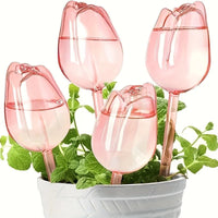 Pink tulip plant watering balls, suitable for indoor and outdoor plants, automatic plant drippers, and automatic watering Quick Pick Grocers