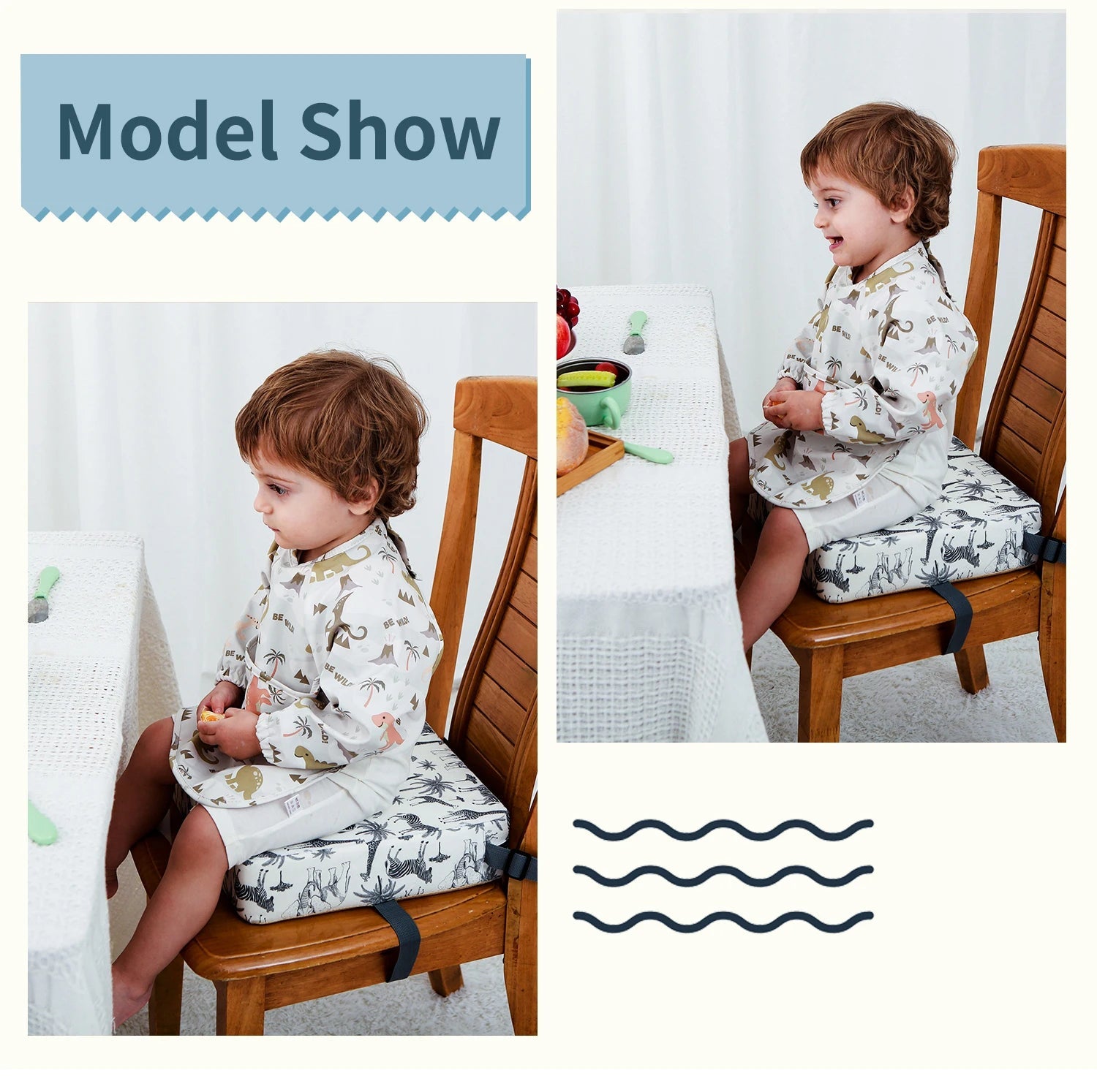 INSULAR Adjustable Cushion Children Seating Washer Kids Booster Seats Baby Dining Heightening Insole Removable Safety Cushions Purest Peak