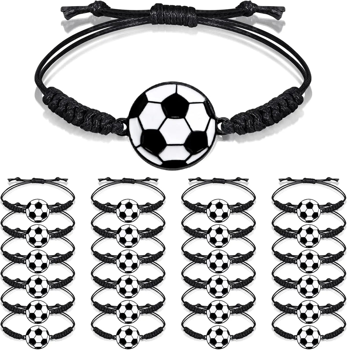 10-20Pcs Soccer Kids Bracelets Adjustable Charm Football Bracelet Sports Woven Cord Bracelets for Soccer Player Quick Pick Grocers
