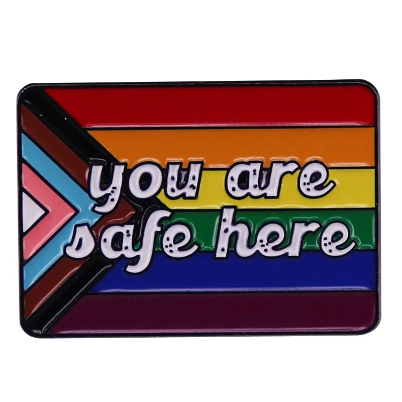 Rainbow LGBT Encourage Letters Metal Enamel Badge Gay Lesbian Asexual Transgender Adaptive Lapel Pin Jewelry Gifts Accessories Quick Pick Grocers