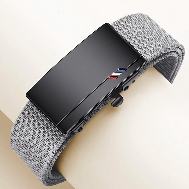 2pcs Fashion Men's Belt Canvas Woven Waistband Automatic Buckle Casual Belt Soft Versatile Jeans Belt Accessories Quick Pick Grocers