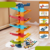 Children's Games Gliding Track Car 2 to 5 Years Inertia Toy Multi Layer Cartoon Puzzle Slide Car Roller Coaster Racing Toys Quick Pick Grocers