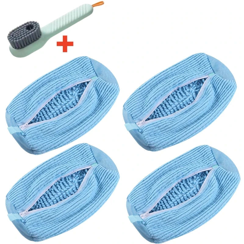1/2/4PCS Shoe Washing Machine Bag with Liquid Shoe Brush Set Durable Laundry Shoe Bag and Soft Bristle Clean Brush for All Shoes Econic Blanks