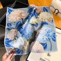 2025 Fashion 100% Real Silk Scarf 53cm Square Bandelet Women's Silk Temperament Small Scarf Neck Decorative Wrap Printed Scarves Quick Pick Grocers