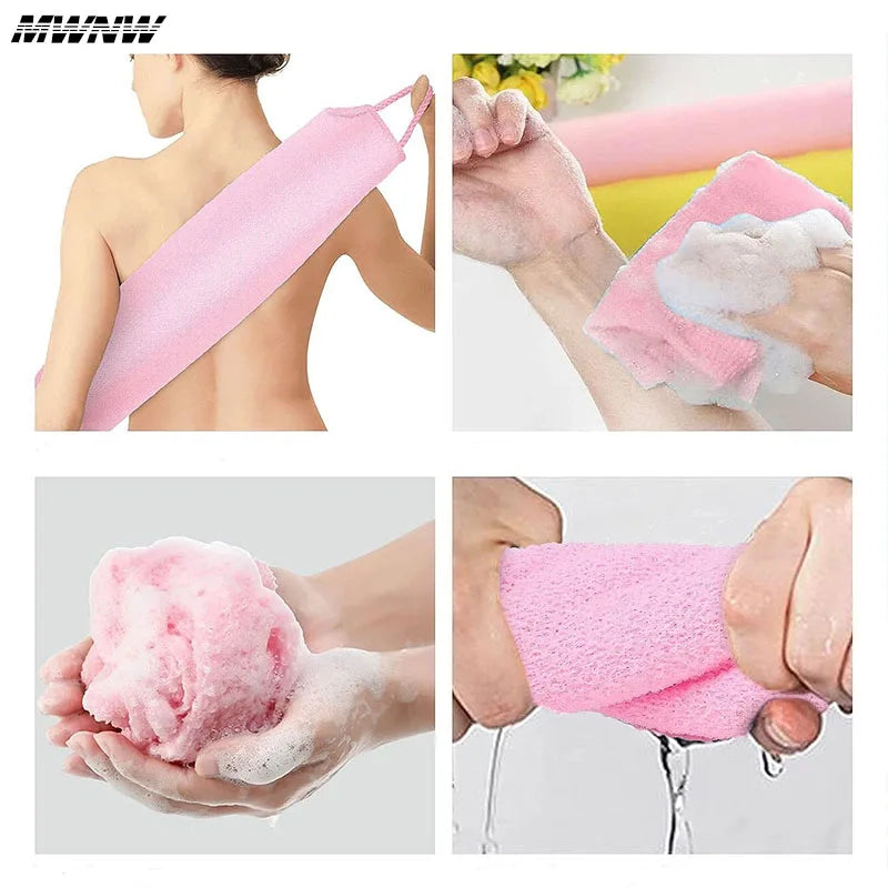 High Elasticity Frosted Long Shower Towel Shower Body Brush Bathing Massage Back Body Exfoliating Bathroom Wash Brush Bath Tools Quick Pick Grocers