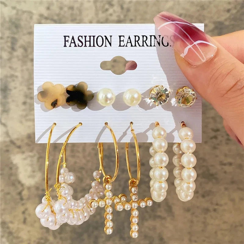 Modyle Gold Color Dangle Earrings Set Butterfly Acrylic Hollow Drop Earrings for Women Heart Hoop Earring Fashion Jewelry Gifts Econic Blanks