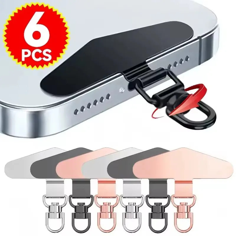 Anti-Lost Phone Lanyard Universal Replacement Connector Tether Tab Clip Metal Card Pad Adapter for IPhone Samsung Secure Fit Quick Pick Grocers