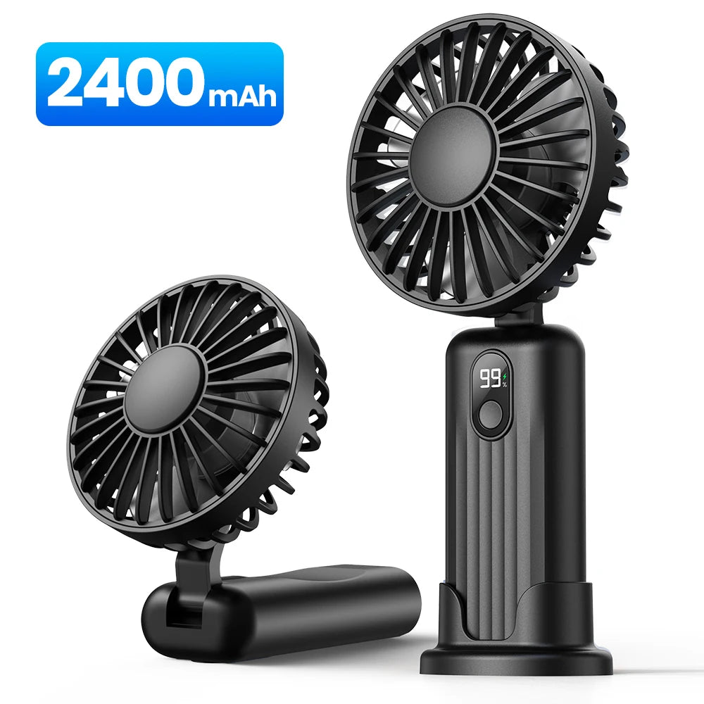 TOPK Portable Mini Fan,2400mAh USB Rechargeable Hand Neck Fan 3in1 Personal Electric Fan Standing Fans for Room Camping Foldable Quick Pick Grocers