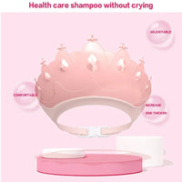 Adjustable Size Children Shampoo Cap Crown Baby Shower Cap Cartoon Bath Visor Infant Hair Shield Ear Protection Waterproof Purest Peak