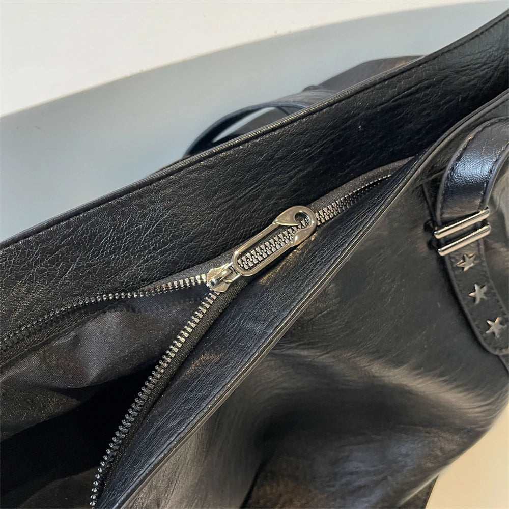 MOODS Large Sized Tote Bags For Women Soft PU Leather Pure Color Large Capacity Shopper Shoulder Crossbody Bag Quality Handbags Quick Pick Grocers