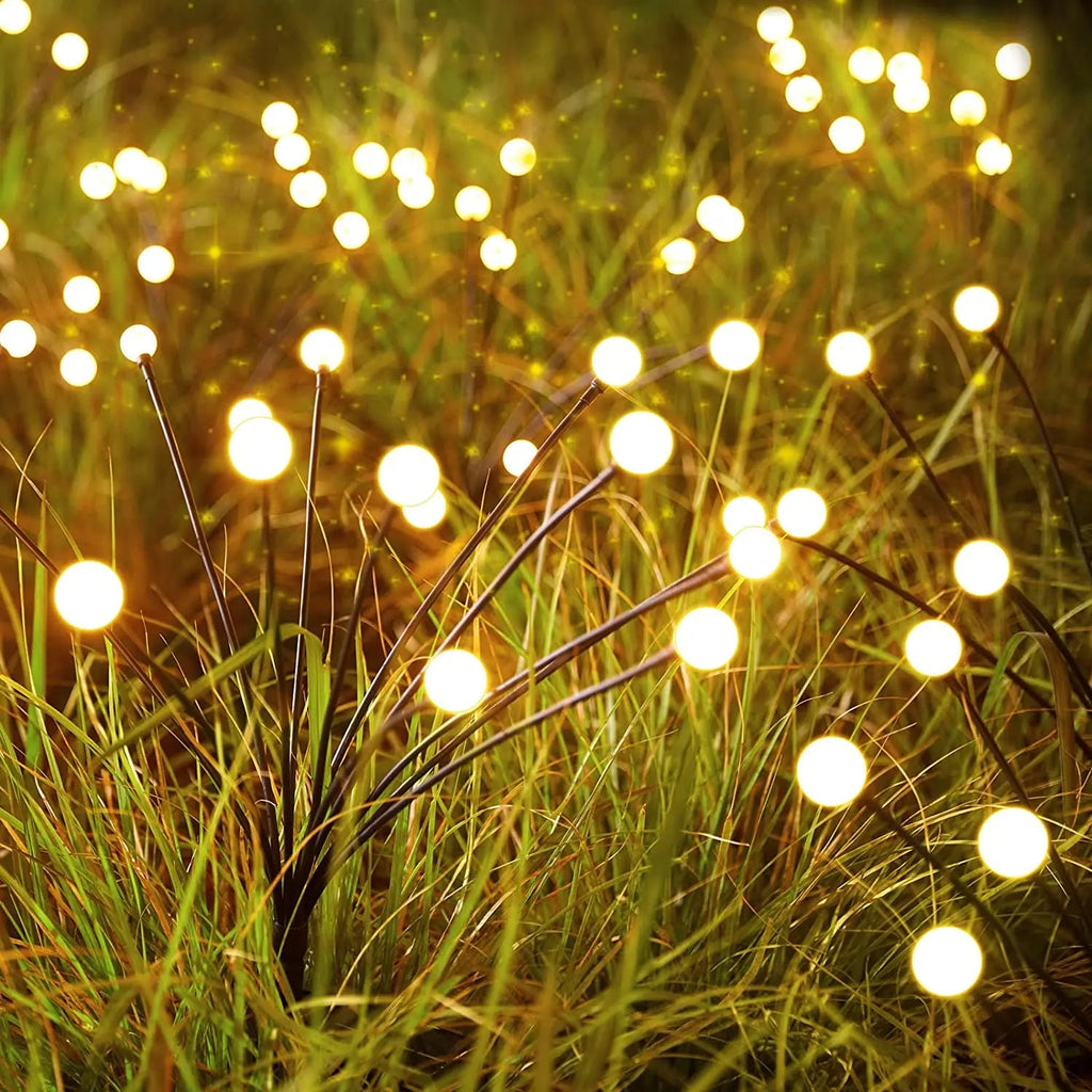 8 LED Solar Garden Lights Powered Firefly Lights Outdoor Waterproof Vibrant Garden Lights for Patio Pathway Decoration,Warm Econic Blanks