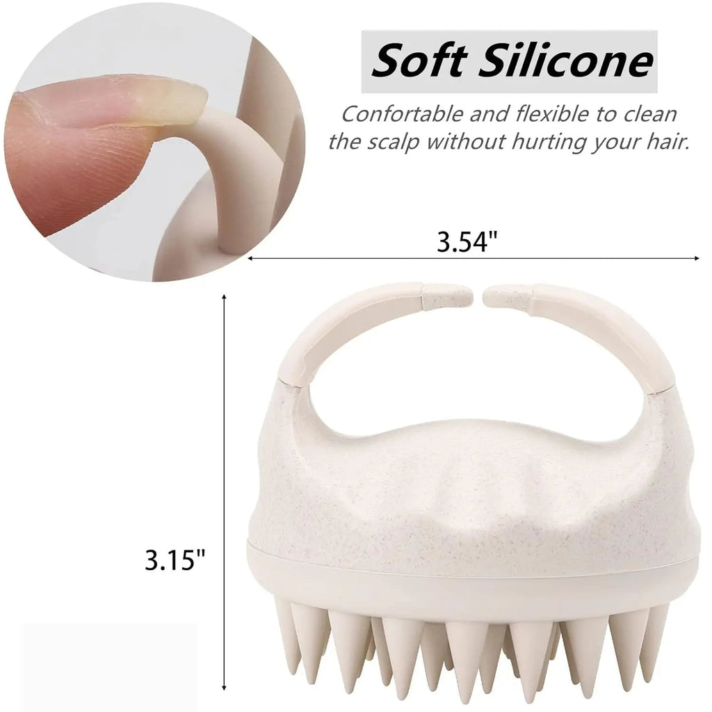 Hair Scalp Massager Shampoo Brush Hair Scrubber Washing Brush Silicone Scalp Exfoliator for Dandruff Removal- Beige Quick Pick Grocers