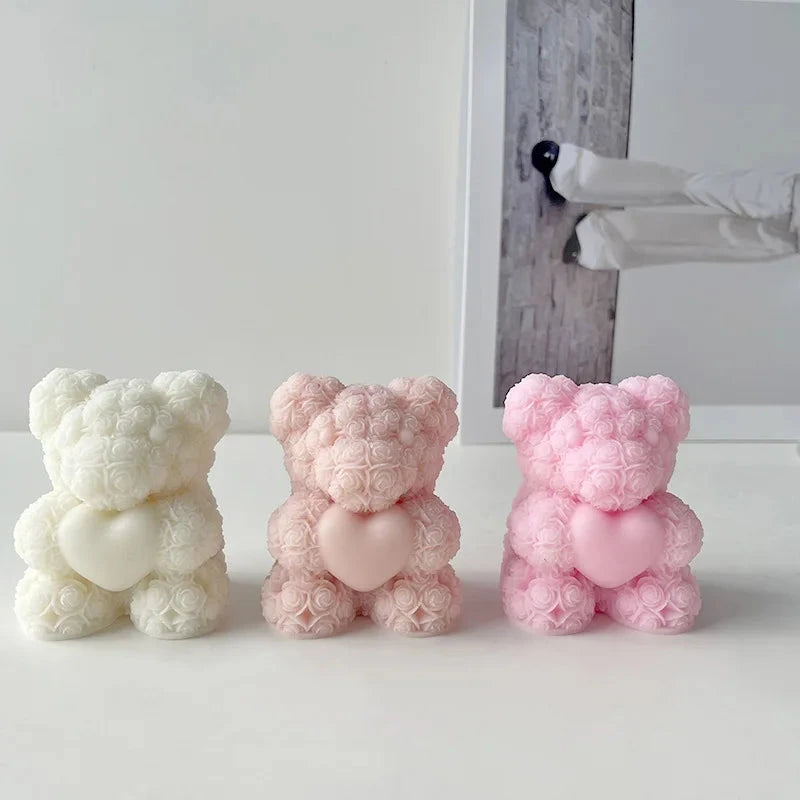 3D Bear Hug Love Silicone Candle Molds Diy Cute Bear Pet Candle Making Supplies Handmade Soap Plaster Resin Mold Home Decor Gift Econic Blanks