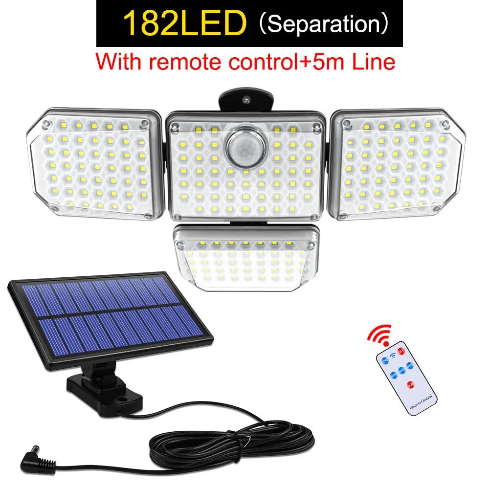 Solar Outdoor Light 182/112 LED Solar Security Flood Lighting with 3 Modes Adjustable Lighting Head for Garage Garden Yard Econic Blanks