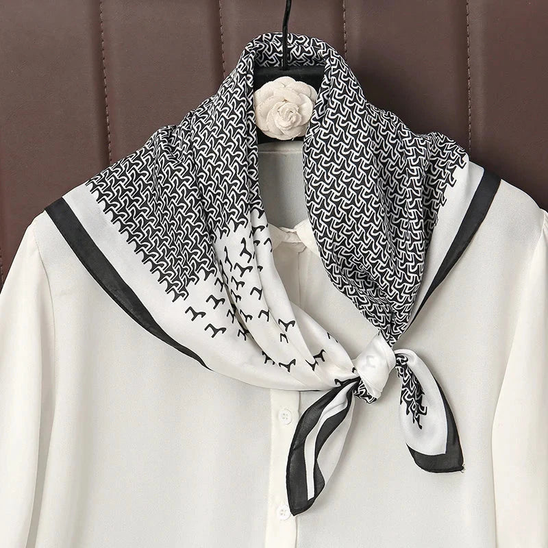Luxury Print Satin Silk Square Scarf for Women Shawl Hijab Neckerchief Female Hair Ribbon Headband Fashion Wrap Bandana 2023 New Econic Blanks