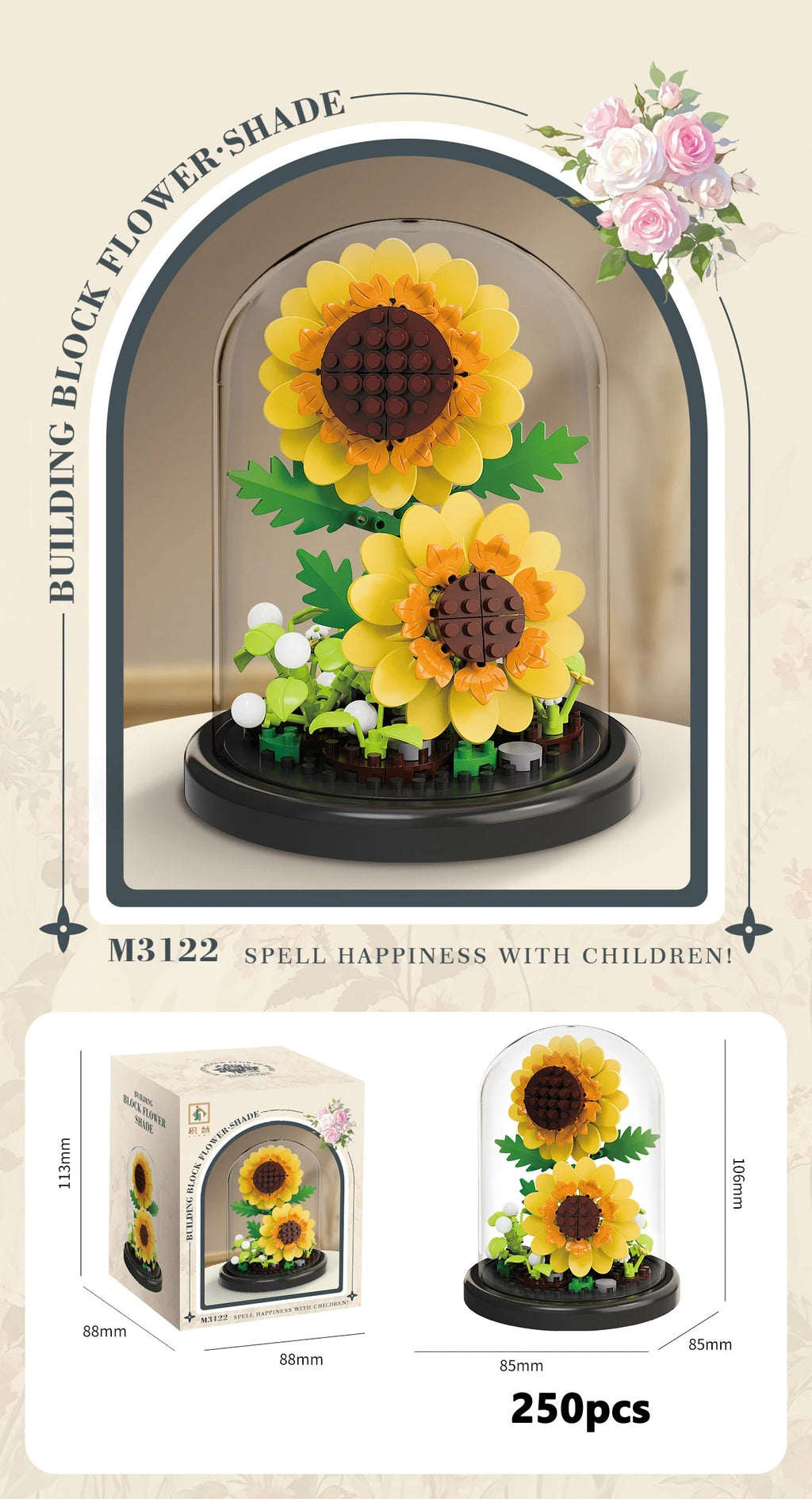 Eternal Flower Bouquet Bonsai Potted Plant Micro Building Blocks Model Home Decoration Puzzle Toys Kids Birthday Christmas Gifts Purest Peak Salt