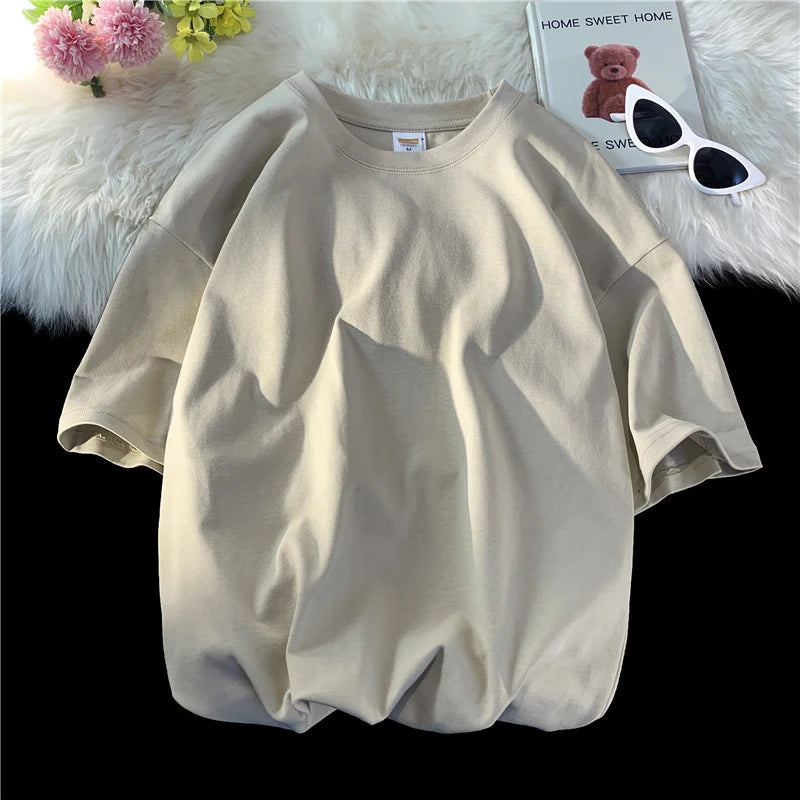 Oversized Summer Short Sleeve Men's T Shirt New Fashion Solid Loose O-Neck T Shirts Mens Cotton Hip Hop Streetwear Top Tees 5XL Quick Pick Grocers