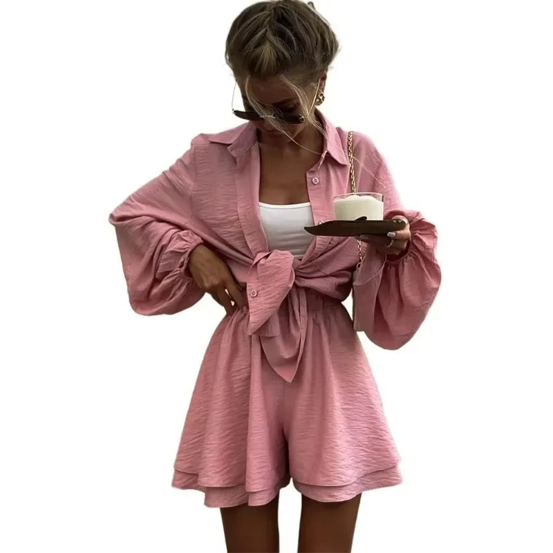 Casual Loose Short Sets For Women 2 Piece Sets Womens Outfits Spa Holiday Baggy Fashion Shorts Suits Woman Summer Quick Pick Grocers