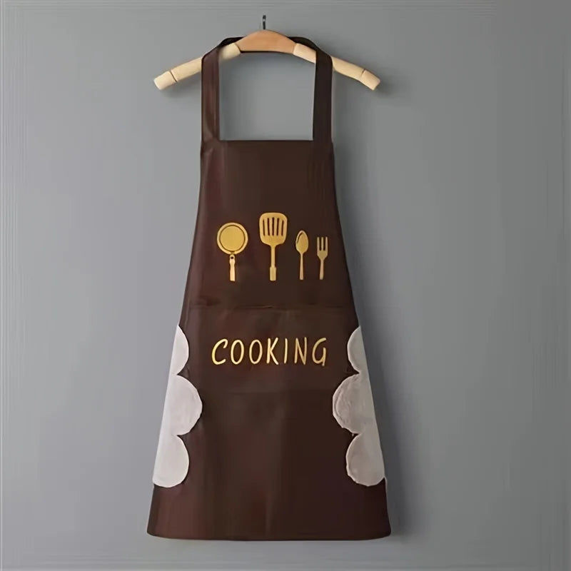 Stylish 1pc Kitchen Apron Unisex Adjustable Cooking Apron Solid Color Household Apron with Pocket for Adults Kitchen Supplies Econic Blanks