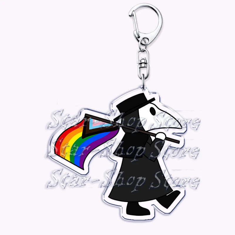 Cute Lgbt Halloween Keychain for Accessories Bag Gay Pride Lgbtq Spooky Ghost Lesbian Keyring Jewelry Rainbow Fans Friends Gifts Quick Pick Grocers