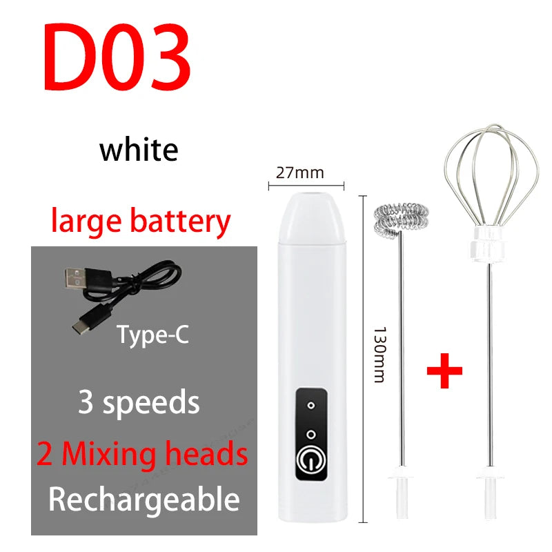 HOT  Electric Milk Frother + Egg Beater Wireless Type-C Charging 3 Speeds Mini Handheld Foam Maker Coffee Whisk Cooking Tools Quick Pick Grocers