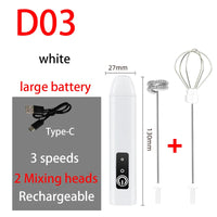 HOT  Electric Milk Frother + Egg Beater Wireless Type-C Charging 3 Speeds Mini Handheld Foam Maker Coffee Whisk Cooking Tools Quick Pick Grocers