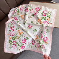2025 Silk Shawl Print Headscarf Cat Hair Wrap Neckerchief Female Satin Square Scarf For Women Headband Foulard Hijab Bandana Quick Pick Grocers