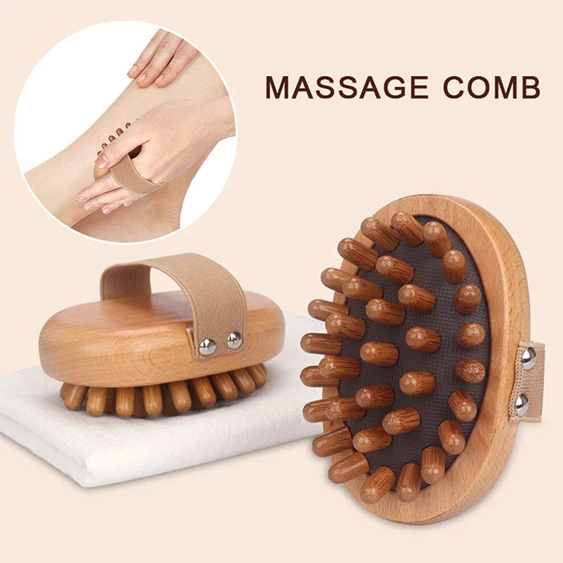 Body Anti Cellulite Brush Soothing Wooden Essential Oil Spa Air Cushion Massage Hair Comb Scalp Massage Brush Body Massager Quick Pick Grocers