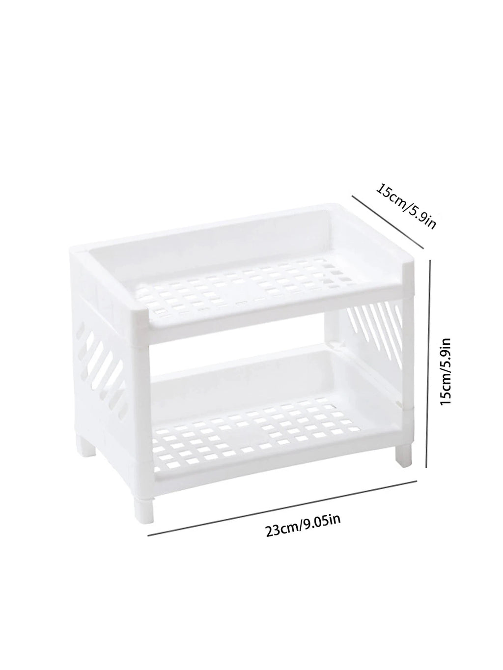 1PC PP Desktop Double Layer Storage Rack Rectangular White Organizing Student Desk Office Cosmetics Stationery Econic Blanks